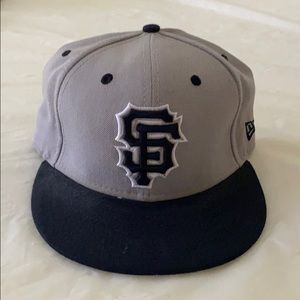 SF Giants Fitted Hat 7 3/8 Silver/Black
